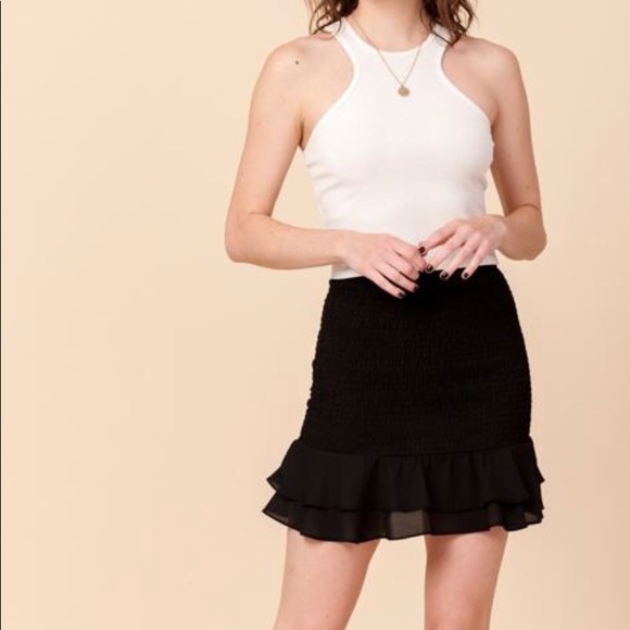 Smocked Black Skirt - Picture 1 of 2